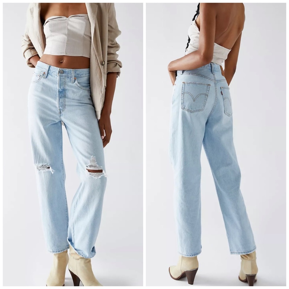 Levi’s Ribcage Straight Button Fly Distressed Jean 28 x 27